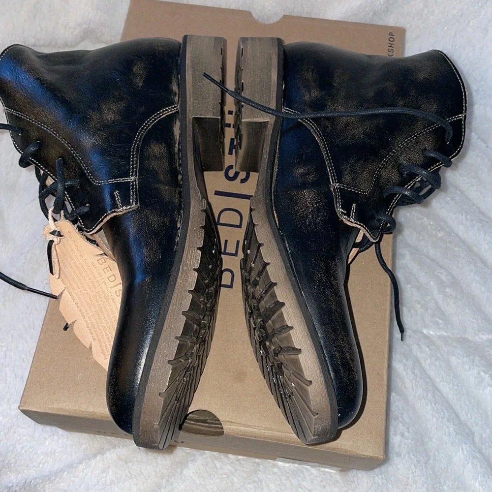 NWT BED|STU Hoover II Mens Black Handwash Leather Lace Up Casual Dress Boots - Picture 8 of 10